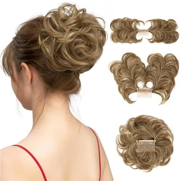 Messy Bun Hair Piece Side Comb Clip in Hair Bun Hairpiece for Women Short - Picture 1 of 7
